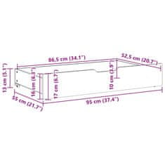 Vidaxl Predal za posteljo 2 kosa bel 95x55x16 cm trdna borovina