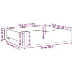 Vidaxl Predal za posteljo 2 kosa rjava 65x55x16 cm trdna borovina