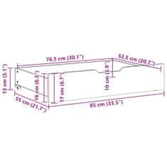 Vidaxl Predal za posteljo 2 kosa rjava 85x55x16 cm trdna borovina