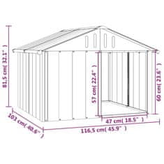 Vidaxl Pasja uta antracitna 116,5x103x81,5 cm pocinkano jeklo