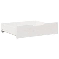 Vidaxl Predal za posteljo 2 kosa bela 75x55x16 cm trdna borovina