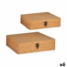 Gift Decor Set dekorativnih škatel Rjava Pluta Les MDF (6 kosov)