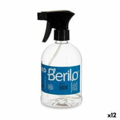 Berilo Steklenica z razpršilcem Črna Prozorno Plastika 500 ml (12 kosov)