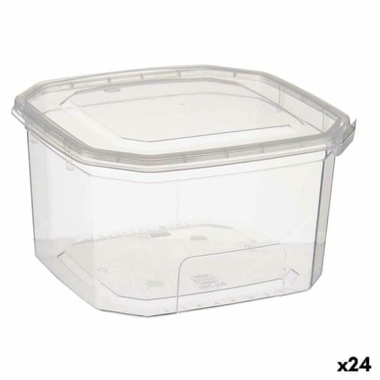 Leknes Pravokotna Škatla za Malico s Pokrovom Prozorno polipropilen 750 ml 12,8 x 7,5 x 13,5 cm (24 kosov)