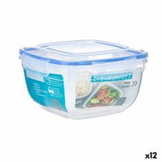 Leknes Hermetična Škatla za Malico Kvadraten Prozorno Plastika 2,4 L 20 x 11 x 20 cm (12 kosov)