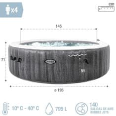 Intex Napihljivi spa Intex Purespa Greywood Deluxe 28440EX 220-240 V 4 mesti 1741 l/h