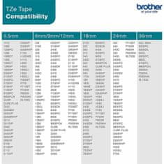 Brother Laminiran trak za etiketirne stroje Brother TZE-SE4 Varnostni trak Črn/Bel 18mm