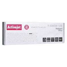 ActiveJet Tipkovnica Activejet Klawiatura USB K-3066SW Bela QWERTY