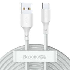 BASEUS Kabel USB A v USB C Baseus TZCATZJ-02 Bela 1,5 m (2 kosov)