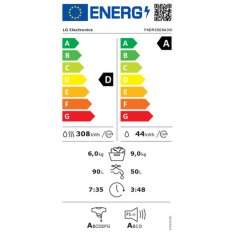 LG Washer - Dryer LG F4DR5009A3W 1400 rpm 9 kg 6 Kg