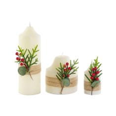 DKD Home Decor Set Sveč DKD Home Decor Bela Zelena Vianoce 7 x 7 x 15 cm