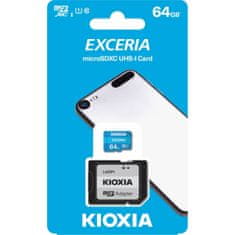 KIOXIA Spominska Kartica Micro SD z Adapterjem Kioxia Exceria 64 GB UHS-I Razred 10 Modra