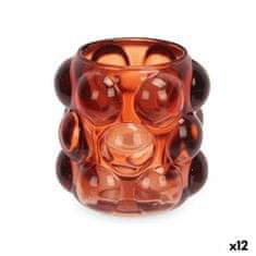 Gift Decor Stojalo za Sveče Mikrosfere Oranžna Kristal 8,4 x 9 x 8,4 cm (12 kosov)