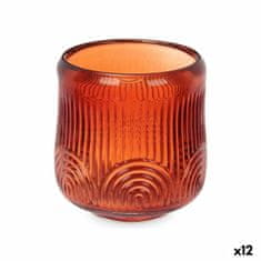 Gift Decor Stojalo za Sveče Črte Oranžna Kristal 9 x 9,5 x 9 cm (12 kosov)