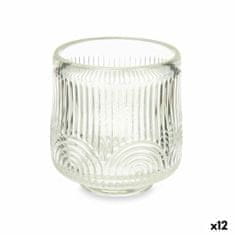 Gift Decor Stojalo za Sveče Črte Prozorno Kristal 7,5 x 7,8 x 7,5 cm (12 kosov)