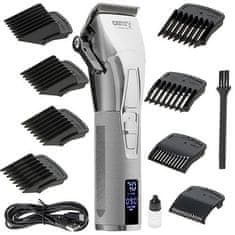 Camry Kamry Premium Hair Clipper CR 2835s, brezžični, srebrna barva, 8 nastavkov, LCD zaslon, ergonomična zasnova, 3h delovanja.