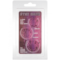 Scala Selection Komplet 3 roza erekcijskih obročkov - Stay Hard Three Rings - Pink