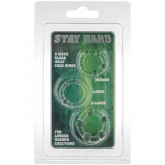 You2Toys Komplet 3 roza erekcijskih obročkov - Stay Hard Three Rings - Transparent