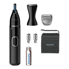 Philips Philips trimer za nos, ušesa, obrvi in podrobnosti - vodoodporen, ergonomski, 3 nastavki, črn, brez vzdrževanja z oljem.