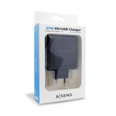 Aisens USB stenski polnilnik Aisens ASCH-2PD45A-BK 57 W Črna USB-C