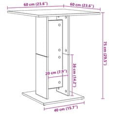 Vidaxl Bistro miza sonoma hrast 60x60x75 cm inženirski les