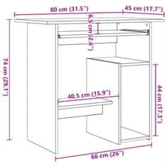 Vidaxl Pisalna miza črna 80x45x74 cm iverna plošča