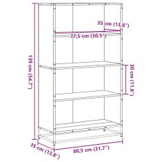 Vidaxl Knjižna omara siva sonoma 80,5x35x139 cm inženirski les