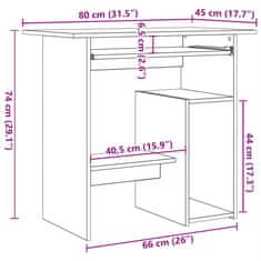 Vidaxl Pisalna miza starinski les 80x45x74 cm inženirski les