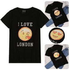 sarcia.eu Črna otroška majica z emotikonom, spremenljivimi bleščicami I Love London 7-8 lat 128 cm