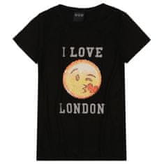 sarcia.eu Črna otroška majica z emotikonom, spremenljivimi bleščicami I Love London 7-8 lat 128 cm