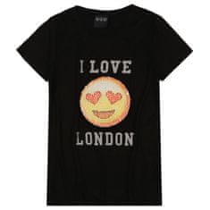 sarcia.eu Črna otroška majica z emotikonom, spremenljivimi bleščicami I Love London 7-8 lat 128 cm