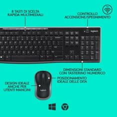 Logitech Tipkovnica in Brezžična Miška Logitech 920-004512 Črna Qwerty italijanski