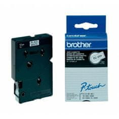 Brother Laminiran trak za etiketirne stroje Brother TC-201 Bel/Črn 12 mm 12 mm x 7,7 m