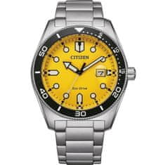 Citizen Ura moška Citizen OF COLLECTION - MARINE 1760 ECO DRIVE - YELLOW Rumena Srebrna (Ø 43 mm)