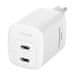 CubeNest S2D1 GaN Adapter 35W bela (2× USB-C do 35 W), PD, prenapetostna in prenapetostna zaščita, s tehnologijo GaN, za iPhone