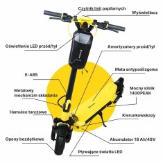 Manta Električni Skuter Manta XRIDER MX10 MAX Rumena Črna 800 W