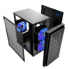 Gembird FORNAX-950B akrilno steklo microATX 3 x 12 cm modri LED 2x USB 3.0 Gaming računalniško ohišje (CCC-FORNAX-950B)