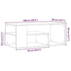 Vidaxl Klubska mizica artisan hrast 100x50x40 cm inženirski les