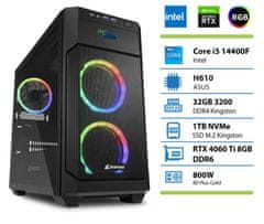 PCplus Storm namizni računalnik, i5-14400F, 32 GB, SSD1TB, RTX 4060 Ti, DOS (146709)