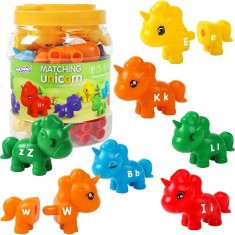 WOOPIE  Montessori figurice Enorožci Izobraževalni zložljivi set "Ujemaj črke" 13 el.