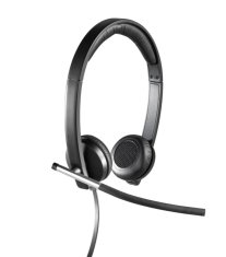 Logitech slušalke H650e Stereo/ žične slušalke + mikrofon/ USB/ črne