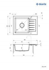 Deante Enobowl granitna korito z odtokom Deante Black Zorba, 440x580mm, črno, z luknjo za pipo in sifonom