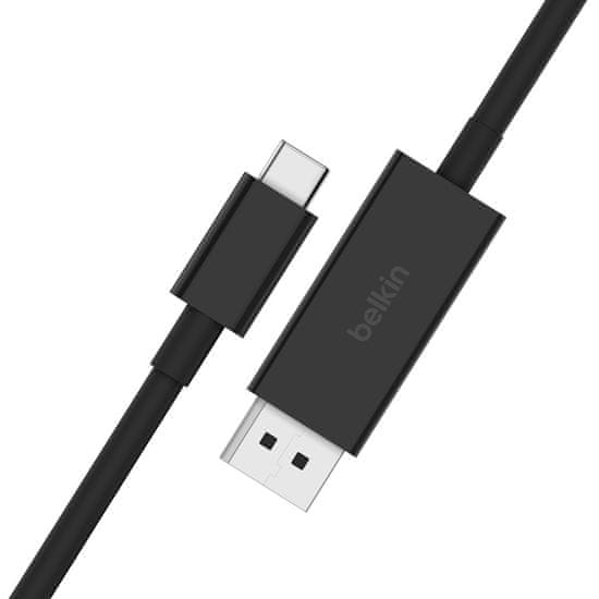 Belkin Belkin AVC014bt2MBK 2 m USB Type-C na DisplayPort, črn, podpora za Mac in Windows, ločljivost do 7680 x 4320, 60 Hz, HDR, visoka hitrost prenosa podatkov 32.4 Gbit/s.