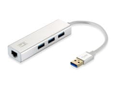 No Name LevelOne Gigabit USB omrežni adapter s pripomočkom USB, Hitrost prenosa do 1000 Mbit/s, Podpora za Windows in Mac, Enostavna namestitev, Plug and Play, Barva: bela/srebrna