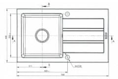 slomart Eno-bowl umivalnik z odtočno ploščo Maidsinks Promo 76x44, Pyragranit, sivo, dimenzije 340x400 mm, za sodobno kuhinjo.