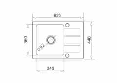 slomart Kuhinjski korito MAIDSINKS Promo 62x44 1B 1D črno, granitno, za prednjo namestitev, dimenzije 360x340 mm