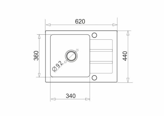 slomart Graniten umivalnik Maidsinks 62X44 1B 1D v črni barvi z letvi za odvod vode in rectangularno obliko.