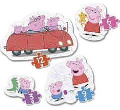 Clementoni - Moj prvi prašiček Peppa Puzzle 4v1 (3,6,9,12 kosov)