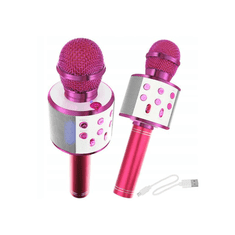 LTC Karaoke bluetooth mikrofon z zvočnikom ter RGB osvetlitvijo roza