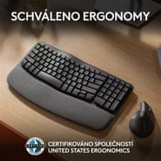 Logitech Tipke Wave - brezžične/bluetooth/ergonomske/CZ/SK - grafitne